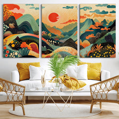 Yayoi Kusama Boho Mountain Landscape Large Wall Art,