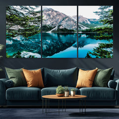Alpine Mountain Lake Wall Art Canvas Print – Turquoise