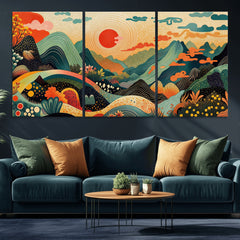 Yayoi Kusama Boho Mountain Landscape Large Wall Art,