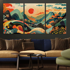 Yayoi Kusama Boho Mountain Landscape Large Wall Art,
