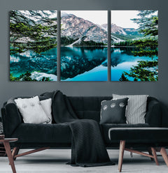Alpine Mountain Lake Wall Art Canvas Print – Turquoise