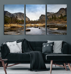 Yosemite Valley Mountain Landscape Wall Art Canvas Print,