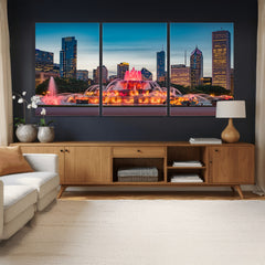 Chicago Wall Art Canvas Print - Chicago City Downtown Night