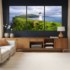 Coastal Lighthouse Wall Art Canvas Print, Cliffside Ocean