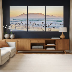Seagulls Over Ocean Wall Art Canvas Print – Coastal Beach