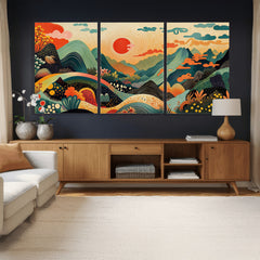 Yayoi Kusama Boho Mountain Landscape Large Wall Art,