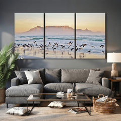 Seagulls Over Ocean Wall Art Canvas Print – Coastal Beach