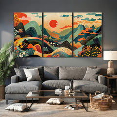 Yayoi Kusama Boho Mountain Landscape Large Wall Art,
