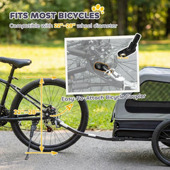 Dog Bike Trailer for Small & Medium Dogs, Universal Bicycle Coupler, Flip-Down Ramp Tailgate
