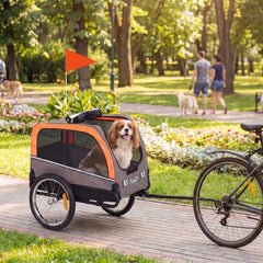Dog Bike Trailer, Pet Cart Bicycle Carrier with 20" Air Tires, Quick-Release Wheels, Reflectors, Flag