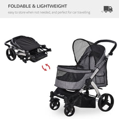 Travel Pet Stroller with Adjustable Handlebar