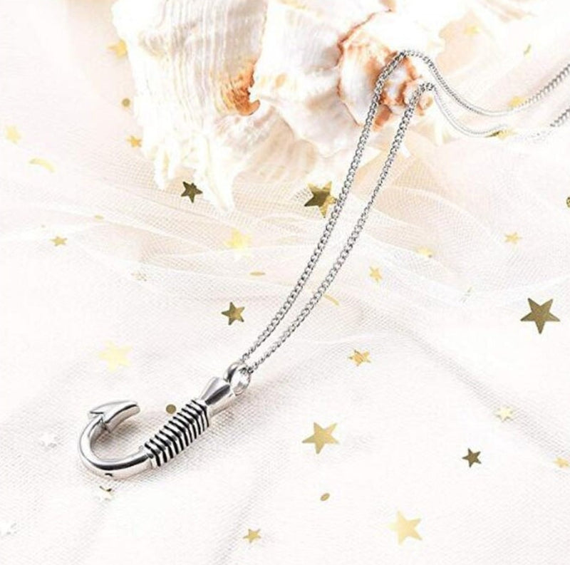 Fishing Hook Cremation Necklace