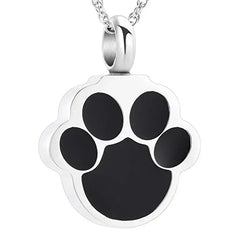 Silver Pet Paw Print Cremation Necklace