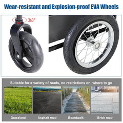 2-in-1, 3 Wheel Pet Jogging Stroller Bike Trailer