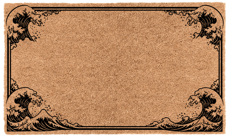 Kanagawa Wave Border Personalized Coir Mat