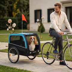 Dog Bike Trailer, Pet Cart Bicycle Carrier with 20" Air Tires, Quick-Release Wheels, Reflectors, Flag