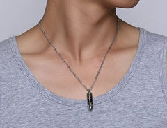 Black Bullet Cremation Urn Necklace Engraved With A Cross & The Lord's Prayer