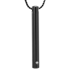 Silver Minimalist Cremation Urn Necklace With Rhinestone Gem