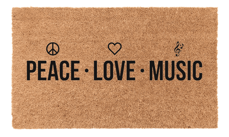 Peace Love Music Coir Mat