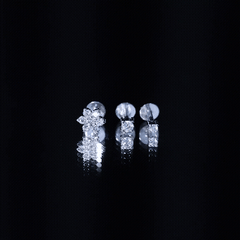 Moissanite Flower Triple Earrings Set for Cartilage Piercing