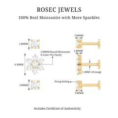 Moissanite Flower Triple Earrings Set for Cartilage Piercing