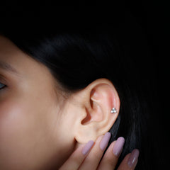 Round Moissanite Flower Cartilage Earring