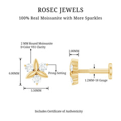 Round Moissanite Flower Cartilage Earring
