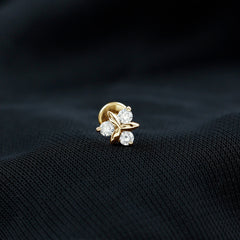 Round Moissanite Flower Cartilage Earring