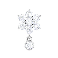 Moissanite Floral Drop Earring for Cartilage Piercing