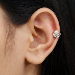 Moissanite Octopus Earring for Cartilage Piercing