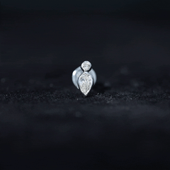 Pear and Round Moissanite Dainty Tragus Earring