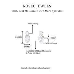 Pear and Round Moissanite Dainty Tragus Earring