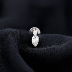 Pear and Round Moissanite Dainty Tragus Earring