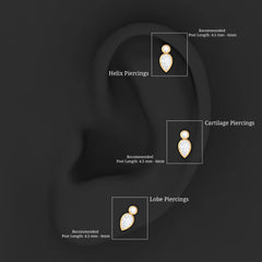 Pear and Round Moissanite Dainty Tragus Earring