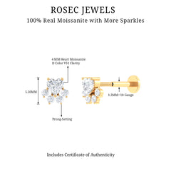 Heart Shape Moissanite Paw Cartilage Earring