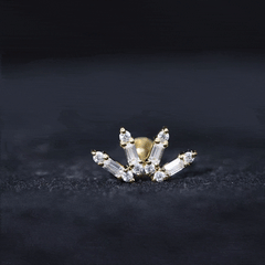 Baguette Moissanite Curved Cartilage Earring
