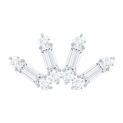 Baguette Moissanite Curved Cartilage Earring