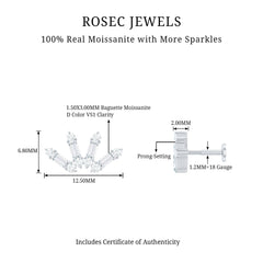 Baguette Moissanite Curved Cartilage Earring