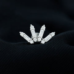 Baguette Moissanite Curved Cartilage Earring