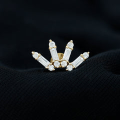 Baguette Moissanite Curved Cartilage Earring