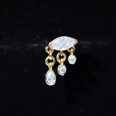 Marquise Cut Moissanite Cartilage Dangle Earring