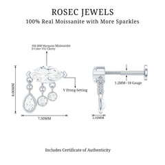 Marquise Cut Moissanite Cartilage Dangle Earring