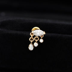 Marquise Cut Moissanite Cartilage Dangle Earring