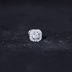 Certified Moissanite Halo Earring for Helix Piercing