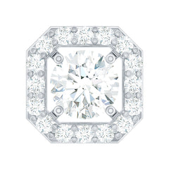Certified Moissanite Halo Earring for Helix Piercing
