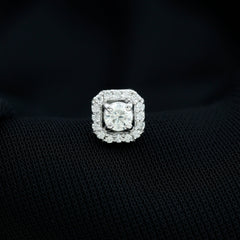 Certified Moissanite Halo Earring for Helix Piercing