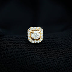 Certified Moissanite Halo Earring for Helix Piercing