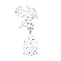 Marquise and Pear Moissanite Cluster Drop Cartilage Earring