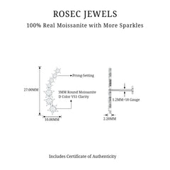 Certified Moissanite Star Ear Climber Earring
