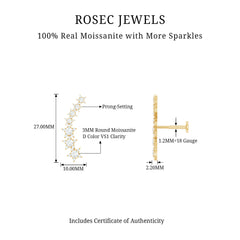 Certified Moissanite Star Ear Climber Earring